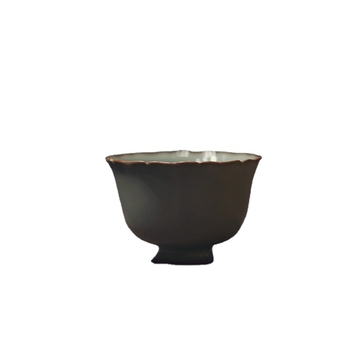 Ceașcă de ceai Xiaofang Kiln Ru Kiln, porțelan Ru, margine florală pentru degustare, set ceramic de ceai