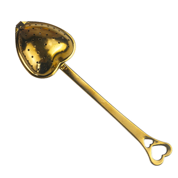 Filtru de ceai inimă din oțel inoxidabil 304, finisaj auriu titan