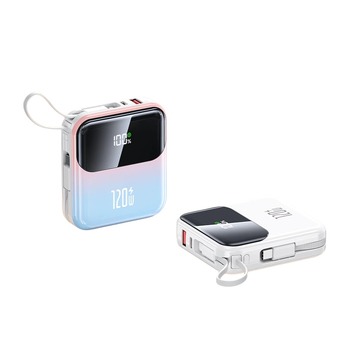 3C сертифициран Power Bank с бързо зареждане, вграден кабел, компактен 10000 mAh, голяма вместимост
