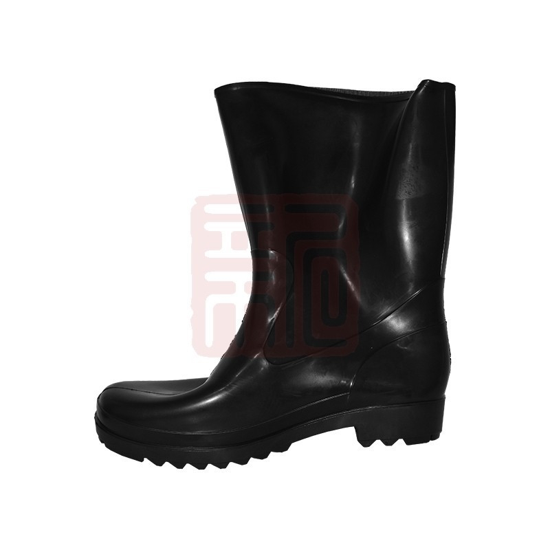 Ji Shield Bocanci de apă mid-calf, PVC negru, 33 cm, impermeabili, anti-derapare, rezistente la uzură, protecție pentru picior, 10 perechi în cutie