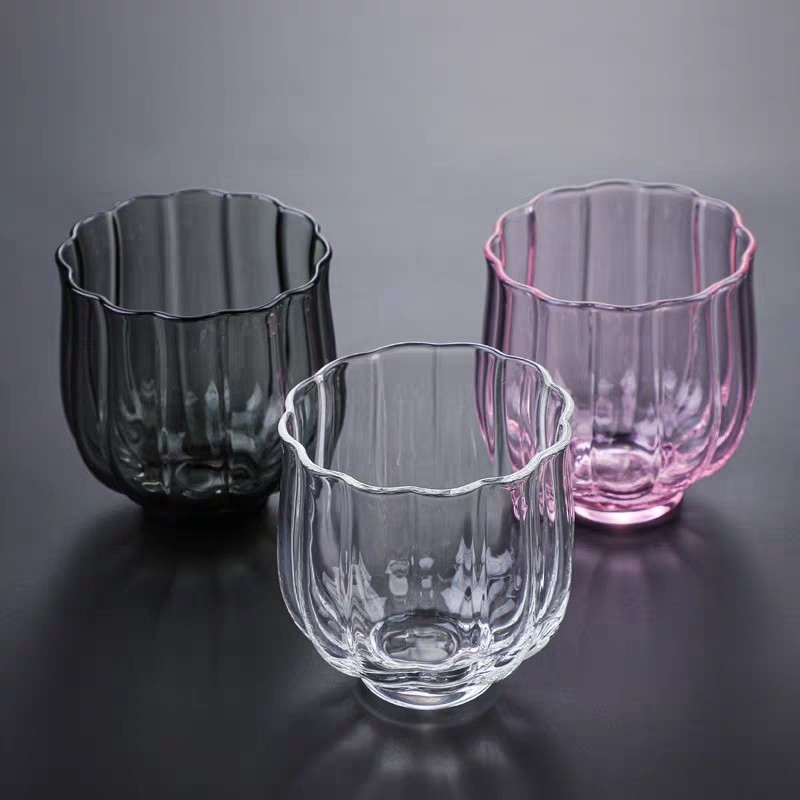 Ceașcă de ceai din sticlă borosilicată, în formă de lotus, pentru set Gongfu