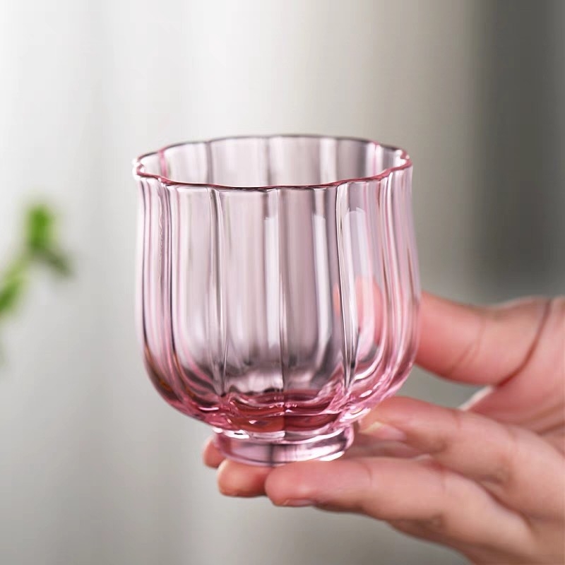 Ceașcă de ceai din sticlă borosilicată, în formă de lotus, pentru set Gongfu