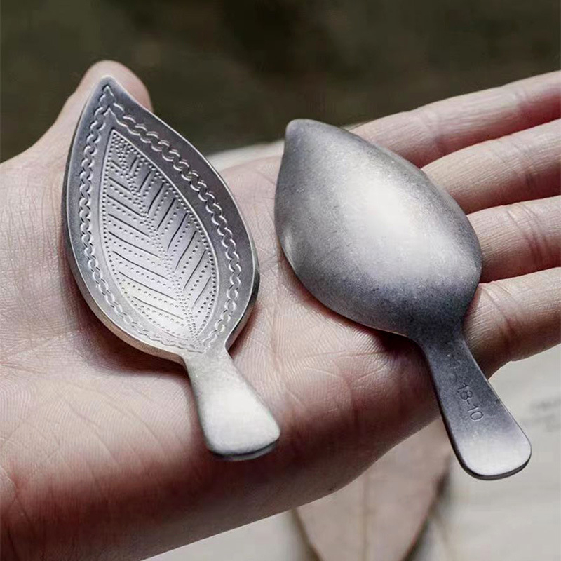 Linguriță de ceai cu formă de frunză, stil vintage, relief de frunză cu fulgi de zăpadă, mini, oțel inox 304