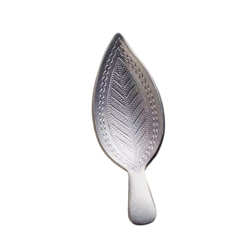 Linguriță de ceai cu formă de frunză, stil vintage, relief de frunză cu fulgi de zăpadă, mini, oțel inox 304
