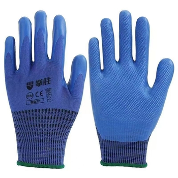 Mănuși Qiansheng S2, tricotate din poliester, latex embosat pentru anti-derapare, rezistente la uzură și tăiere, pentru utilaje agricole