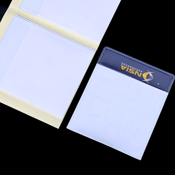 Husă PVC adezivă pentru carduri de identitate, cu capac protector impermeabil, buzunar pentru etichete și imprimare logo personalizabilă