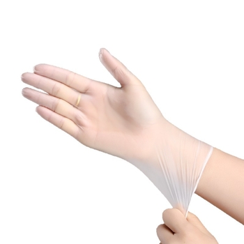 Mănuși din PVC de unică folosință pentru proceduri cosmetice: manichiură, vopsire păr, masaj, terapie pentru spate și picioare, bucătărie; transparente, impermeabile, grosime 0.05 mm