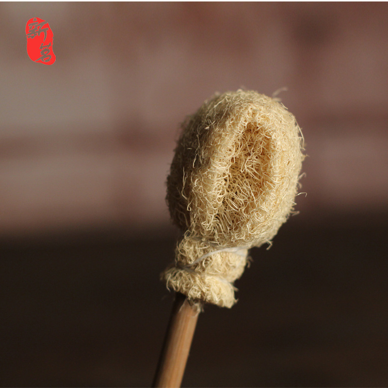 Set de pensule din luffa pentru curățarea cănilor și ceainicelor, accesorii din bambus pentru ceremonia de ceai Kung Fu