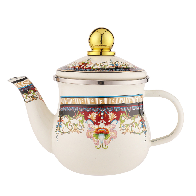 Ceainic emailat mini, 600 ml, pentru infuzarea ceaiului și cafelei, stil retro