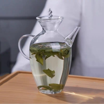 Ceainic din sticlă borosilikată pentru uz casnic, set Gongfu, ceainic creativ cu mărgele pe vârf, în formă de dovleac, pentru ceai verde