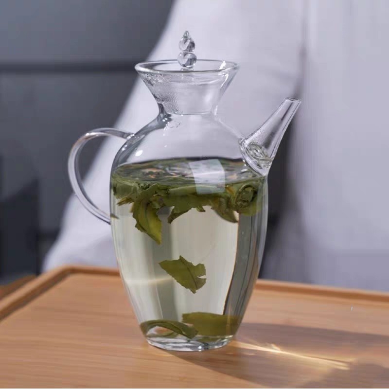 Ceainic din sticlă borosilikată pentru uz casnic, set Gongfu, ceainic creativ cu mărgele pe vârf, în formă de dovleac, pentru ceai verde