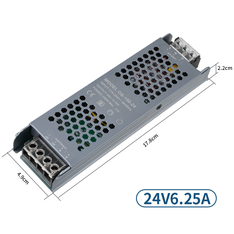 Индустриално ултра тънко 12V черен диамант LED светлинна кутия захранване, 24V линейно осветление трансформатор, превключващо захранване