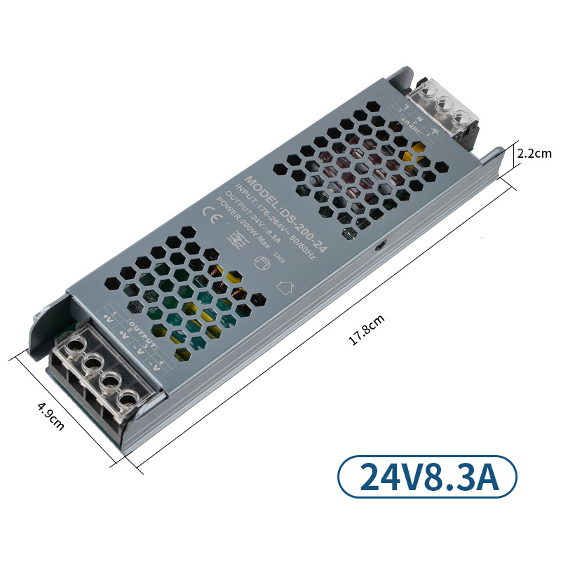 Индустриално ултра тънко 12V черен диамант LED светлинна кутия захранване, 24V линейно осветление трансформатор, превключващо захранване