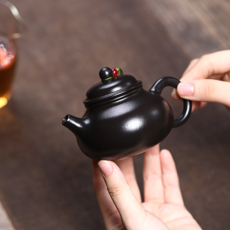 Ceainic din lut mov Yixing, set Gongfu pentru ceai, stil literat Da Hong Pao, Rongtian