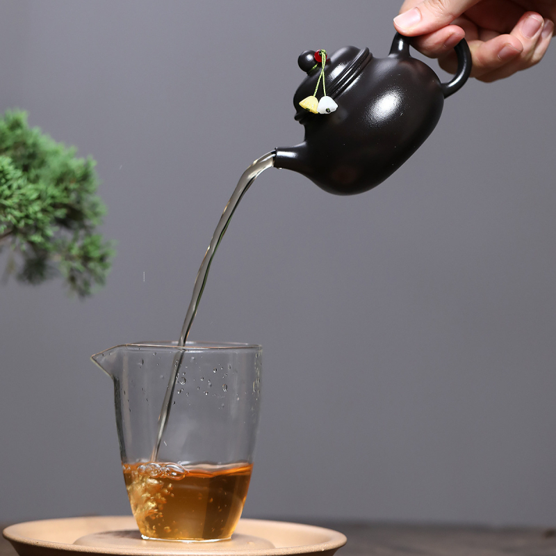 Ceainic din lut mov Yixing, set Gongfu pentru ceai, stil literat Da Hong Pao, Rongtian