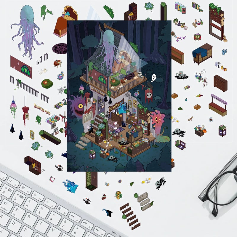Cthulhu autocolante pentru peisaje miniaturale - set DIY PET