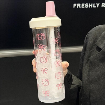 Cupă din plastic pentru ceai cu perle, vară, portabilă, stil minimalist, model 2025, stil Instagram