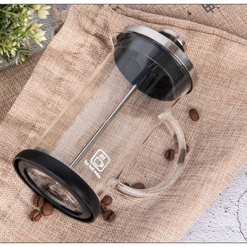 Presa franceză din oțel inoxidabil 304, cu filtru din sticlă pentru ceai și cafea prin infuzare la rece