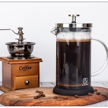 Presa franceză din oțel inoxidabil 304, cu filtru din sticlă pentru ceai și cafea prin infuzare la rece
