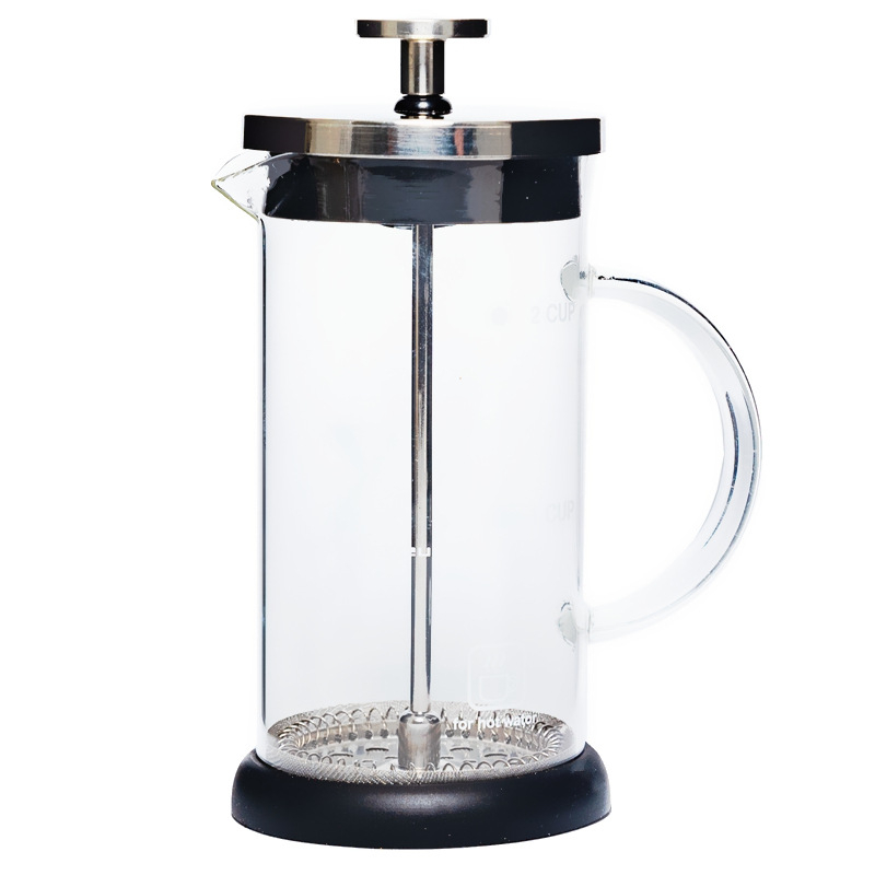 Presa franceză din oțel inoxidabil 304, cu filtru din sticlă pentru ceai și cafea prin infuzare la rece
