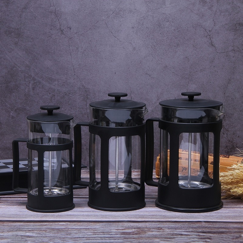 Cafetieră franțuzească cu corp din sticlă borosilicat și filtru din oțel inoxidabil, personalizabil