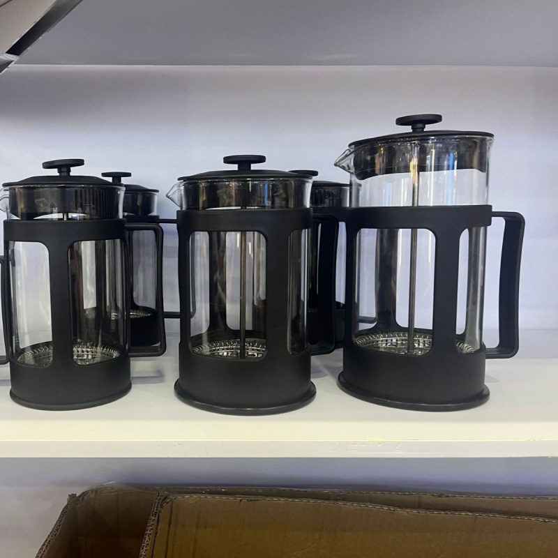 Cafetieră franțuzească cu corp din sticlă borosilicat și filtru din oțel inoxidabil, personalizabil