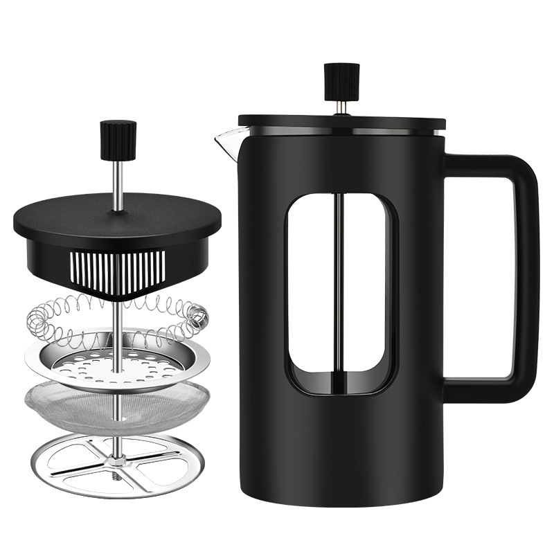 Design nou: filtru din oțel inoxidabil pentru ceai și presă franțuzească din borosilicat rezistent la temperaturi, pentru cafea preparată manual
