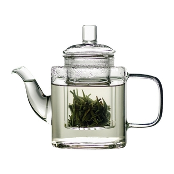 Ceainic pătrat din sticlă pentru uz casnic, stil chinezesc, sticlă rezistentă la temperatură, filtru, transparent, pentru ceai negru