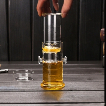 Ceainic din sticlă rezistentă la temperatură, cu filtru interior din sticlă pentru ceai negru — set ceainic și căni cu două mâneres