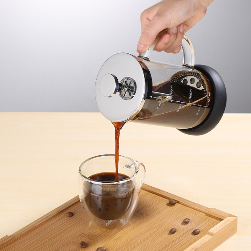 Cafetieră din sticlă borosilicat de înaltă rezistență, filtru franțuzesc, sticlă cu un singur strat, aparat de cafea turnător manual, ceainic în stil european