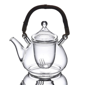 Ceainic din sticlă borosilicată, rezistent la căldură, cu mâner, mică capacitate