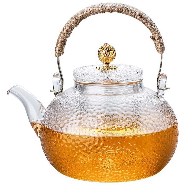 Ceainic japonez, cu mâner din cupru și corp din sticlă borosilicată rezistentă la căldură, cu aburire și fierbere integrate, set de ceai emailat pentru uz casnic