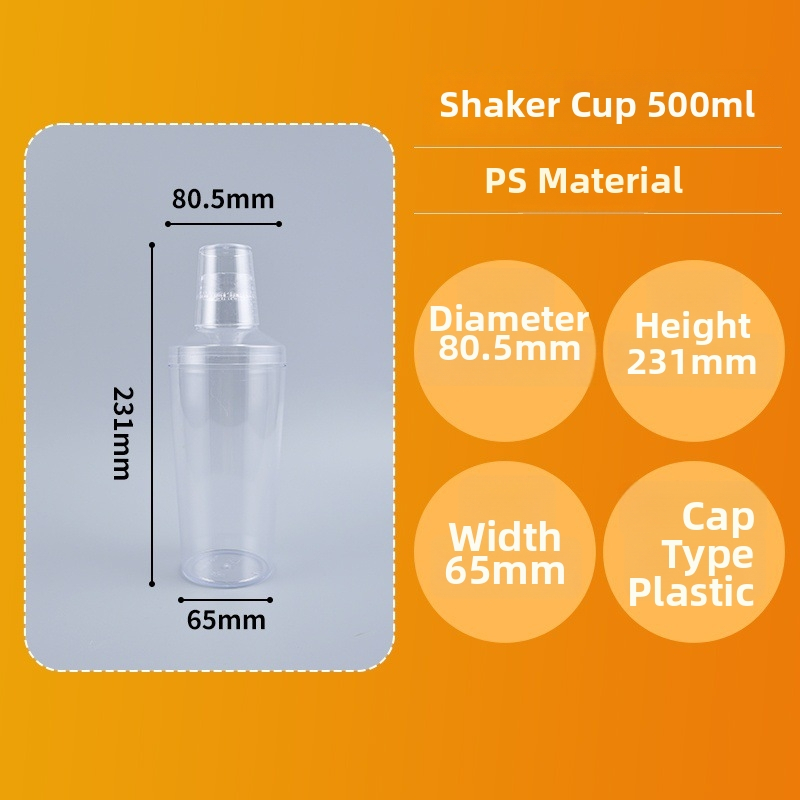 Jednorazový shaker pohár s viečkom, 500 ml, na nápoje, džúsy a milk tea, prenosný, odolný voči vysokým teplotám