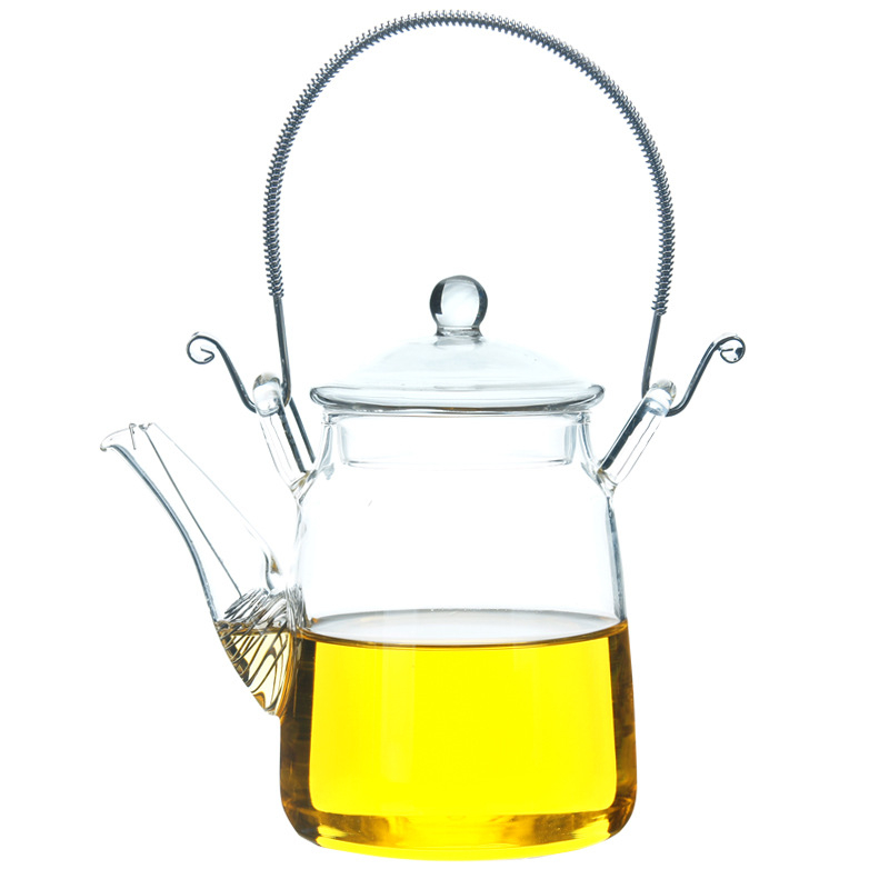Ceainic din sticlă cu mâner de ridicare, ceai de flori, set Kung Fu de ceai