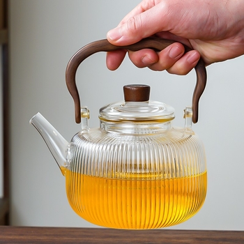 Ceainic din sticlă borosiliată cu mâner pentru ceai Gongfu