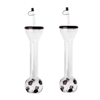 Pahar de plastic cu pai pentru ceai cu lapte și suc, design desen animat, stil fotbal