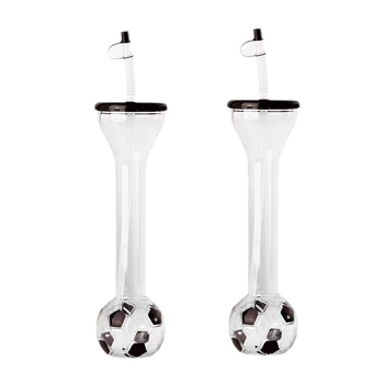 Pahar de plastic cu pai pentru ceai cu lapte și suc, design desen animat, stil fotbal