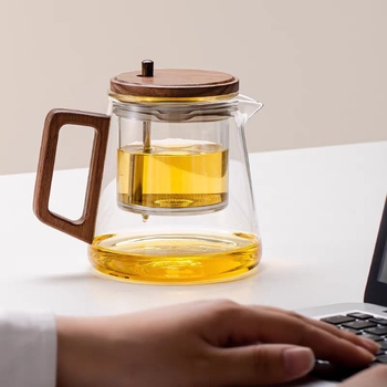 Ceainic de stil chinezesc pentru uz casnic, rezistent la temperaturi înalte, protejat împotriva exploziei, infuzor automat acționat prin apăsare, separare ceai-apă, ceașcă elegantă de lux