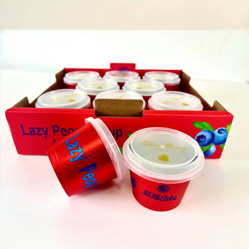 Set de cupe cu afine, capacitate 100 g, Lazy Cup în stil modern, pahar din plastic cu cutie, pahar PP pentru ceai cu lapte de calitate alimentară