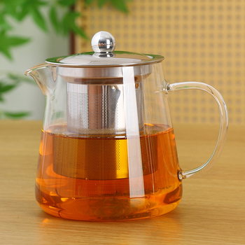 Ceainic din sticlă borosilicat cu filtru – lucrat manual, ceainic pentru ceai de flori, 450 ml / 950 ml / 1300 ml