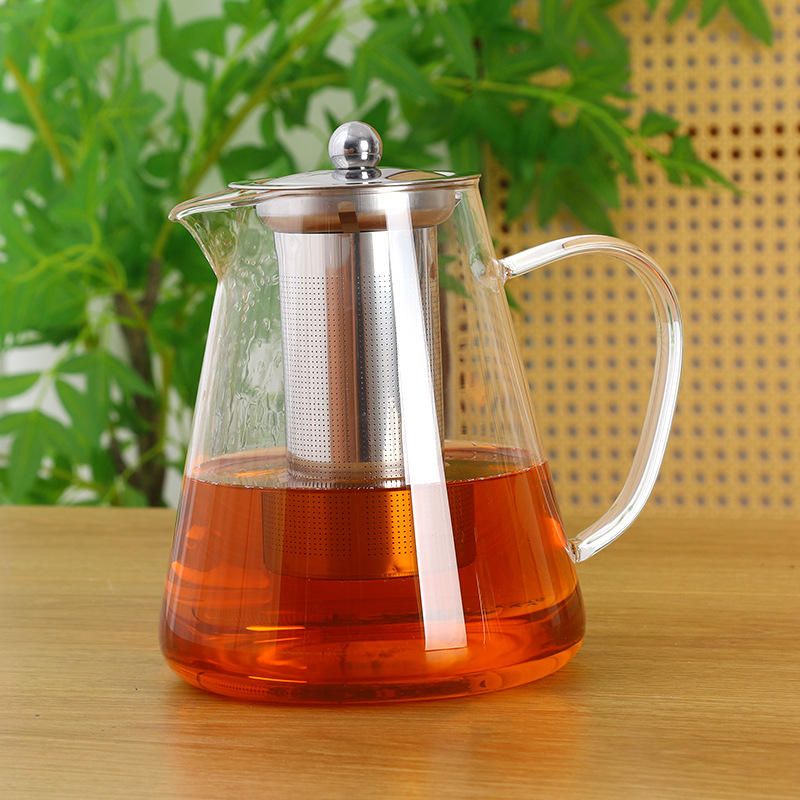 Ceainic din sticlă borosilicat cu filtru – lucrat manual, ceainic pentru ceai de flori, 450 ml / 950 ml / 1300 ml