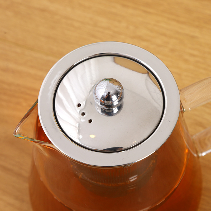 Ceainic din sticlă borosilicat cu filtru – lucrat manual, ceainic pentru ceai de flori, 450 ml / 950 ml / 1300 ml