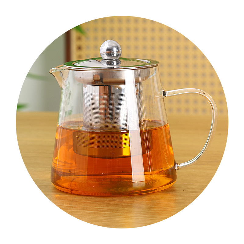 Ceainic din sticlă borosilicat cu filtru – lucrat manual, ceainic pentru ceai de flori, 450 ml / 950 ml / 1300 ml