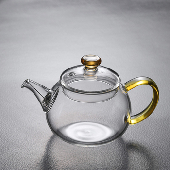 Ceainic din sticlă borosilicată, mic, pentru o singură porție, cu filtru — ceainic simplu pentru prepararea ceaiului cu separare apă-ceai