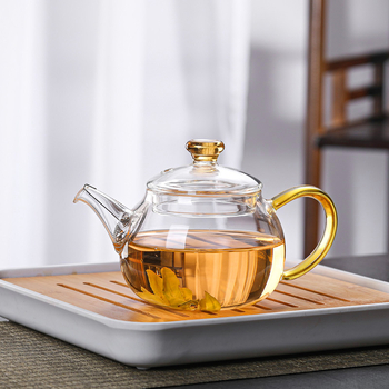 Ceainic din sticlă borosilicată, mic, pentru o singură porție, cu filtru — ceainic simplu pentru prepararea ceaiului cu separare apă-ceai