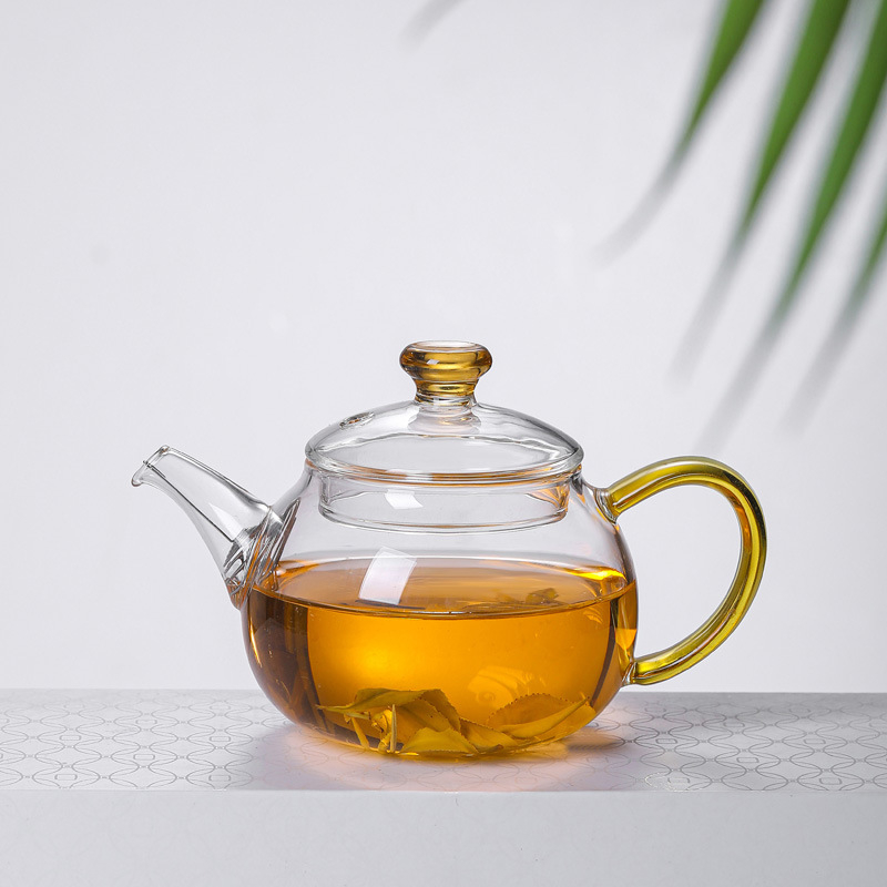 Ceainic din sticlă borosilicată, mic, pentru o singură porție, cu filtru — ceainic simplu pentru prepararea ceaiului cu separare apă-ceai