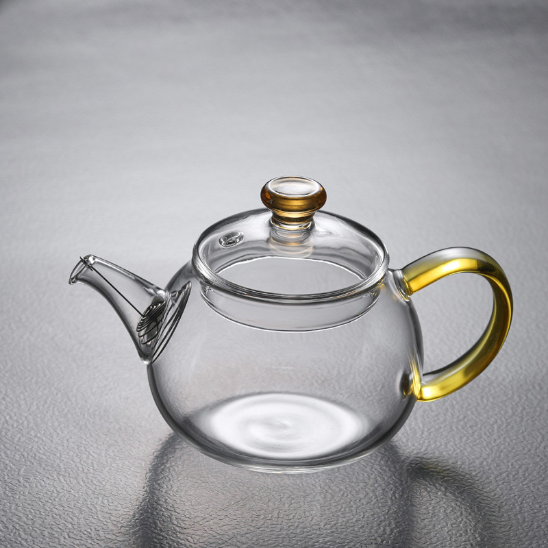 Ceainic din sticlă borosilicată, mic, pentru o singură porție, cu filtru — ceainic simplu pentru prepararea ceaiului cu separare apă-ceai