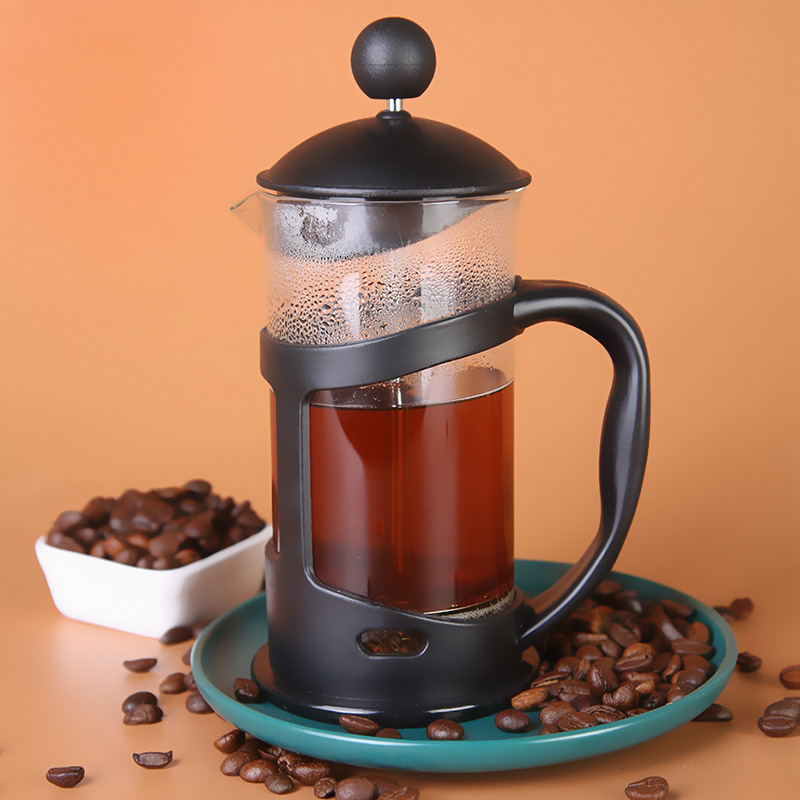 Nouă presă franțuzească din oțel inoxidabil pentru cafea și ceai, filtru din sticlă borosilikat rezistent la temperaturi