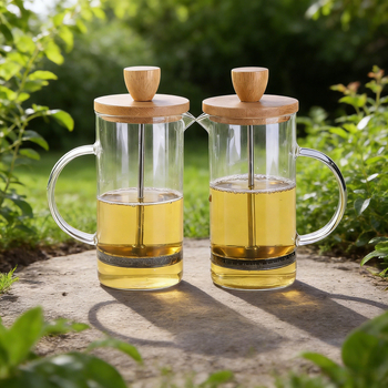 Cafetieră franțuzească de presiune din sticlă borosilicată groasă – pentru uz casnic, prepararea cafelei și a ceaiului