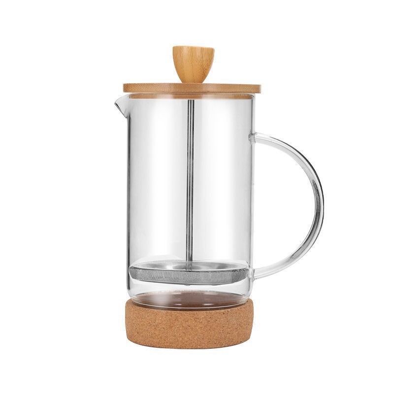 Cafetieră franțuzească de presiune din sticlă borosilicată groasă – pentru uz casnic, prepararea cafelei și a ceaiului
